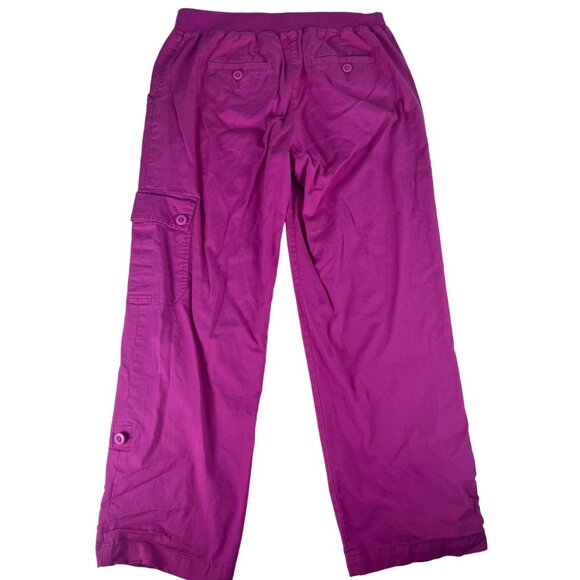 Ruby Rd. Stretch Straight Leg Cargo Pants Women's 8 Hot Pink Drawstring Pockets - Picture 8 of 8